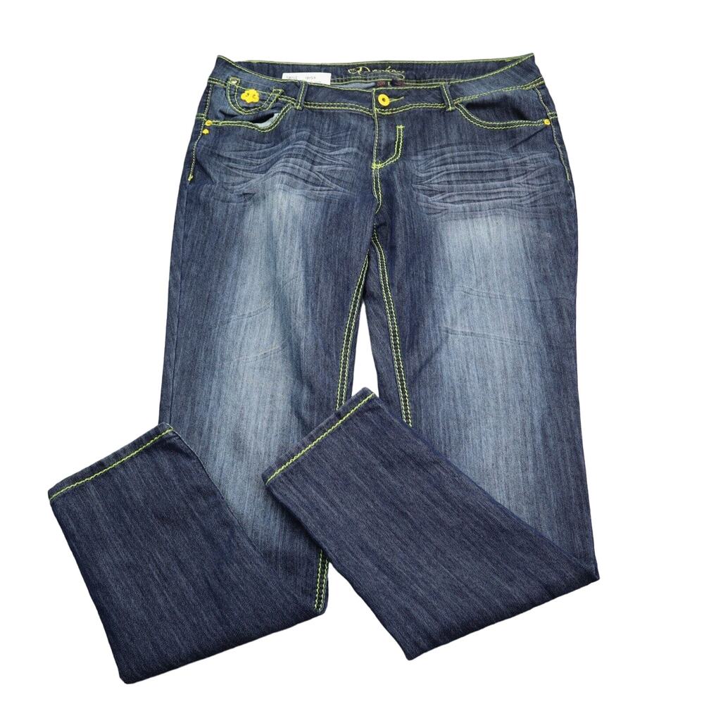 Deron Blue Jeans Womens 20W Blue High Waist 5 Pocket Design Casual Pants